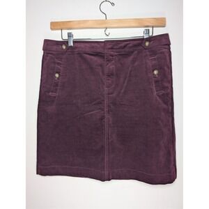 Talbots Womens Corduroy Skirt Size 14 Plum Bergundy Gold‎ Crest Buttons Preppy